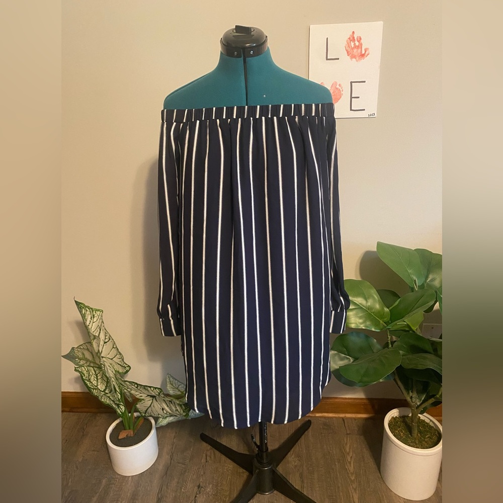 Navy off the shoulders dress